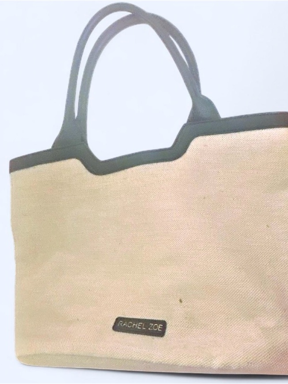 Rachel Zoe Beige Canvas Tote with Dark Trim